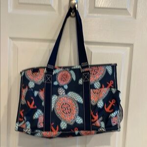 Navy Turtle Print Tote Bag